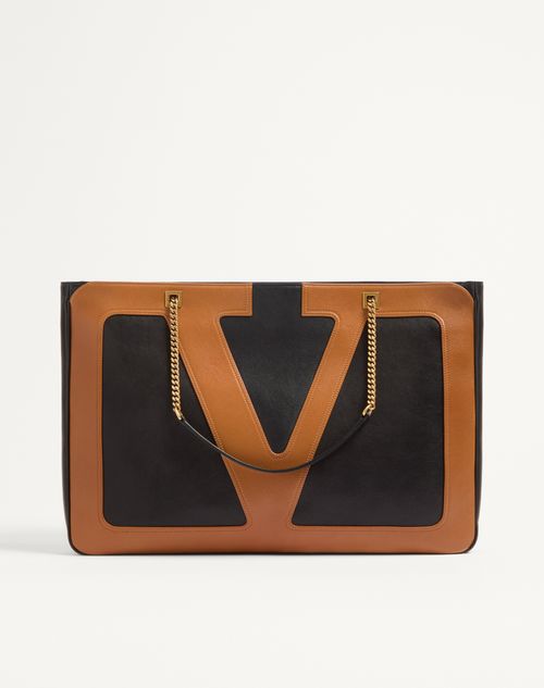 Valentino Garavani - Valentino Garavani Viva Superstar Nappa Leather Shopper - Black/spice - Man - Totes